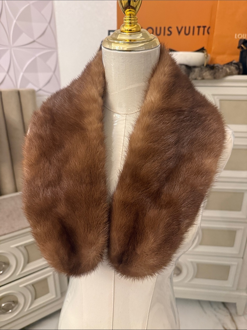 Real mink fur clip on scarf